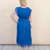 Azure Blue Flutter Short Sleeve Dress