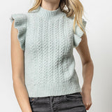 Flutter Sleeve Mock Neck Sweater