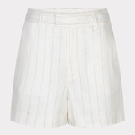 White pleated shorts on a light gray background