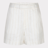 White pleated shorts on a light gray background