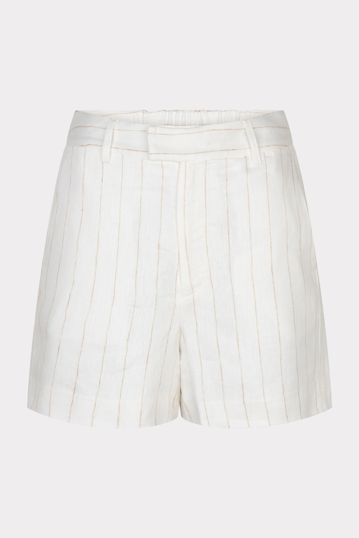 White pleated shorts on a light gray background