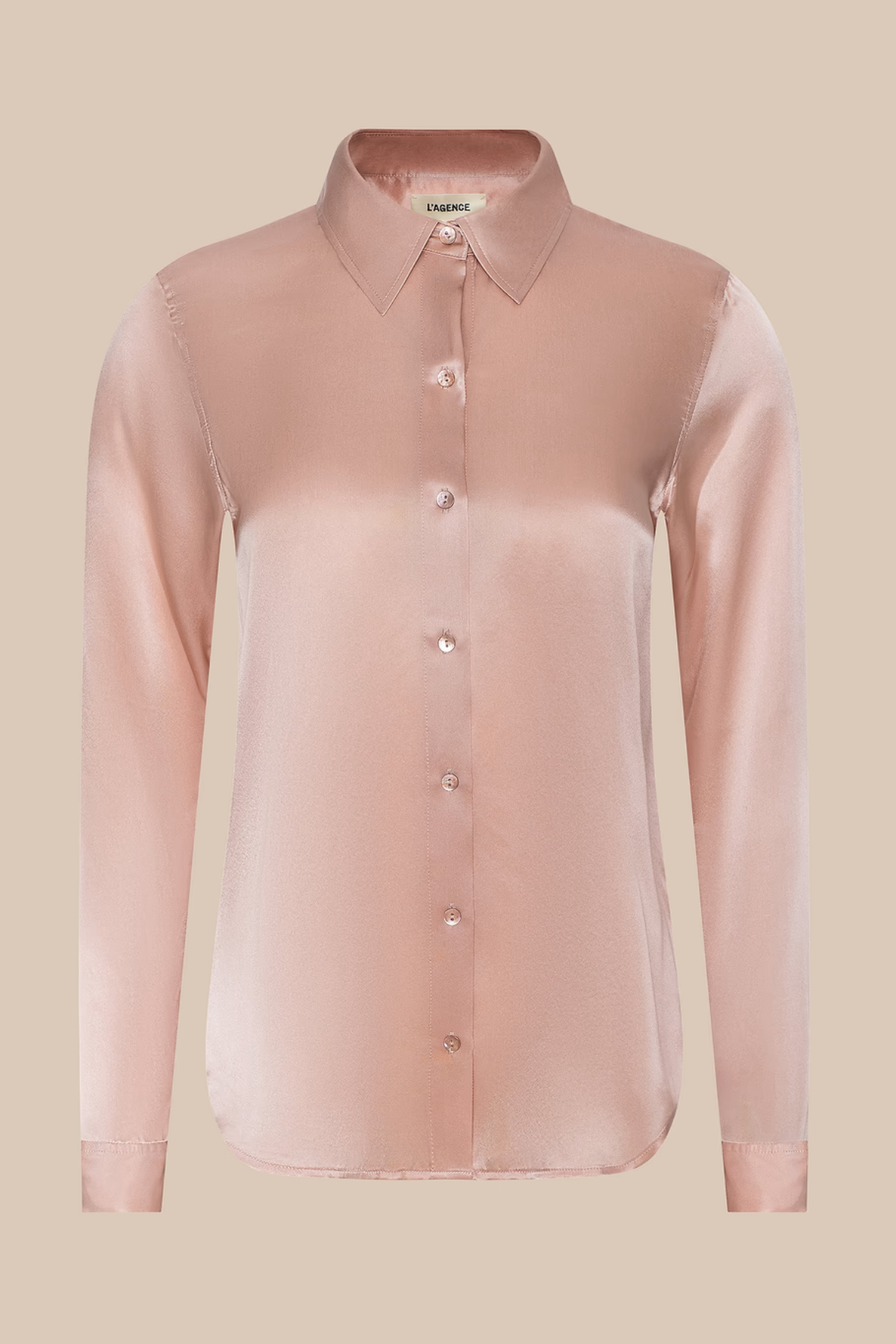 Pink sheer blouse with a solid background