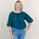 Puff Sleeve Poplin Top