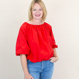 Puff Sleeve Poplin Top