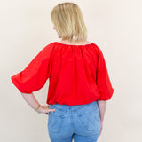 Puff Sleeve Poplin Top