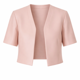 Pink cropped blazer on a white background