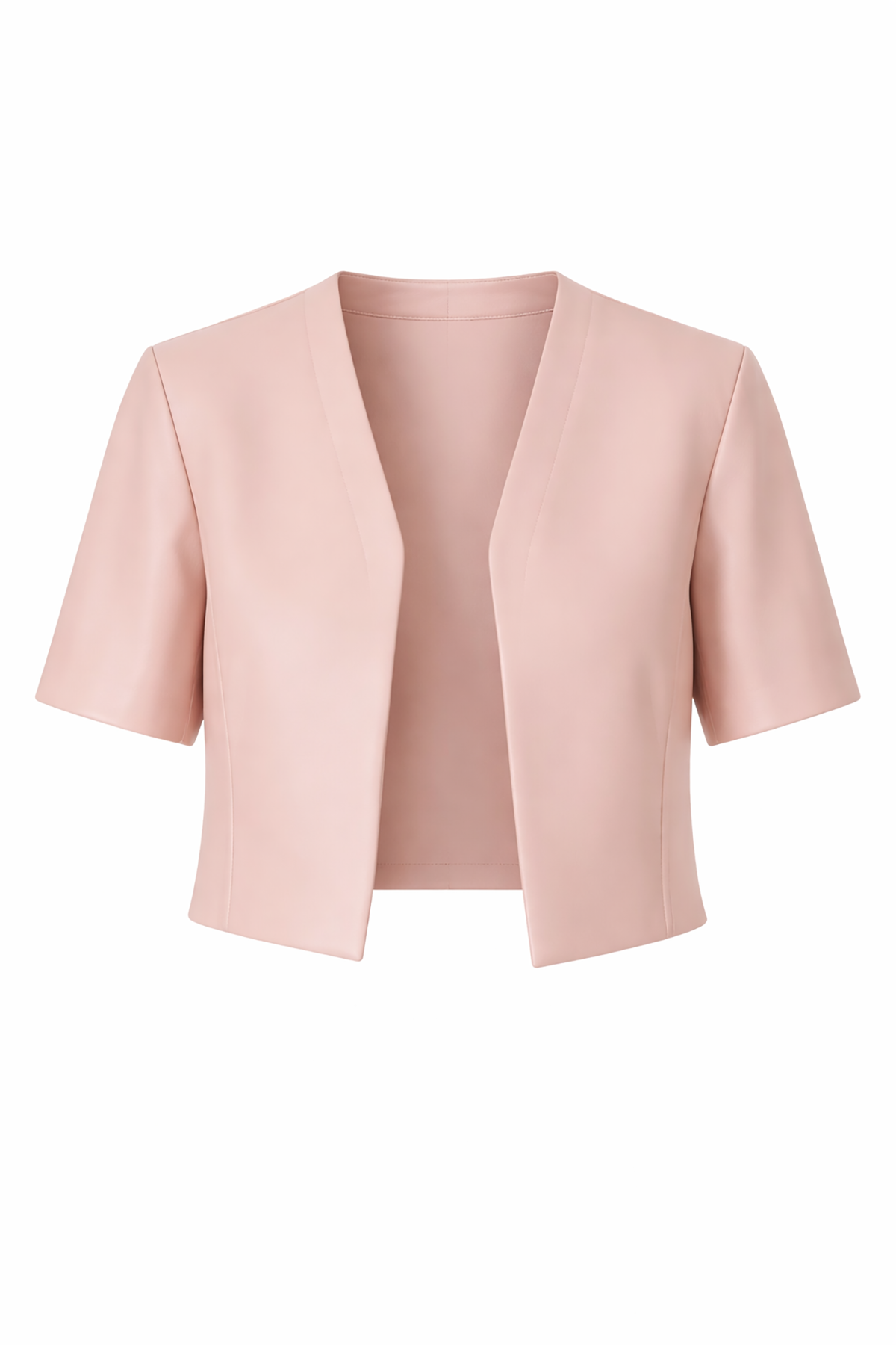Pink cropped blazer on a white background