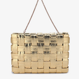 Lindy Clutch Woven Large - High Shine Gold