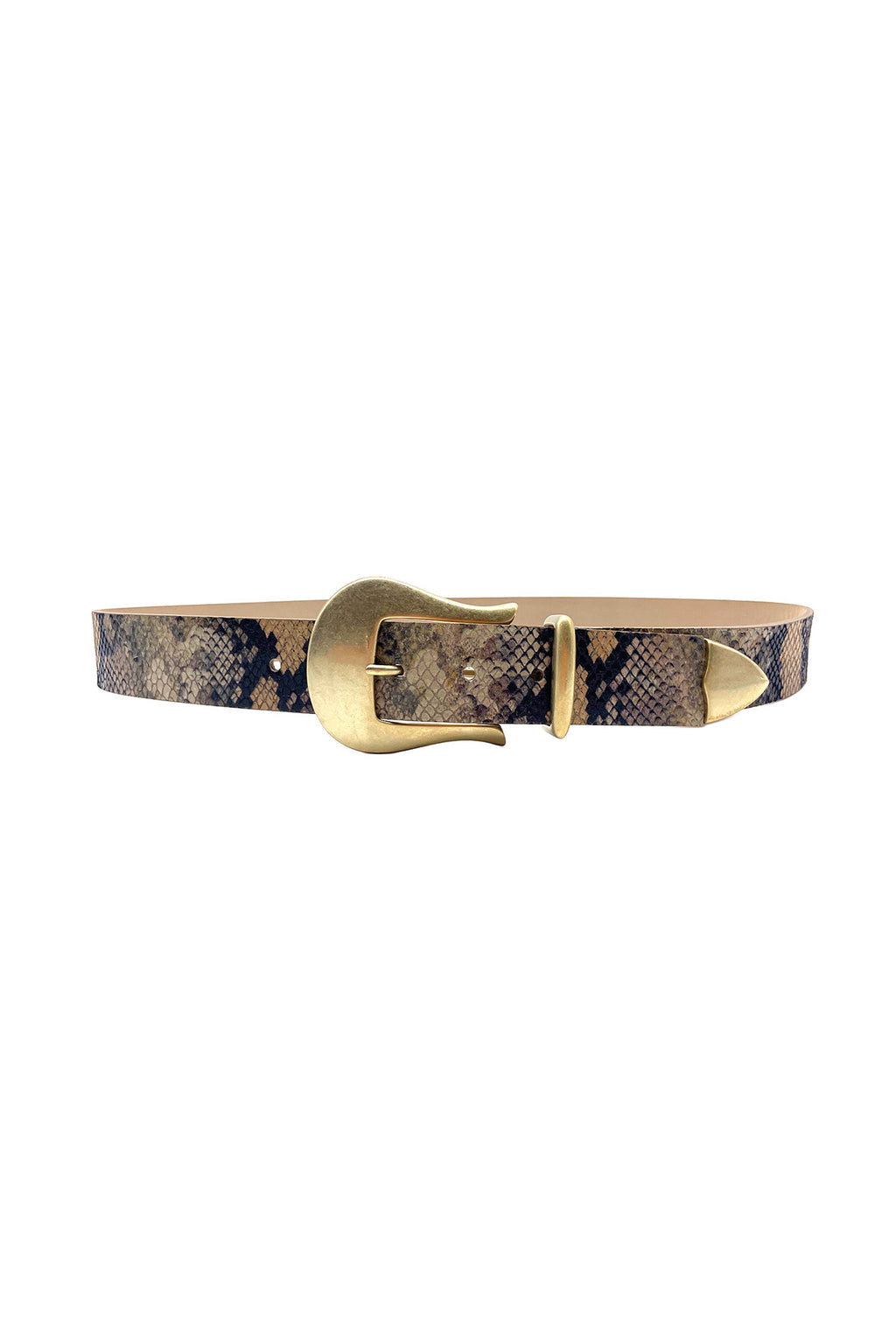 Tan/Navy Python Belt with Gold Buckle
