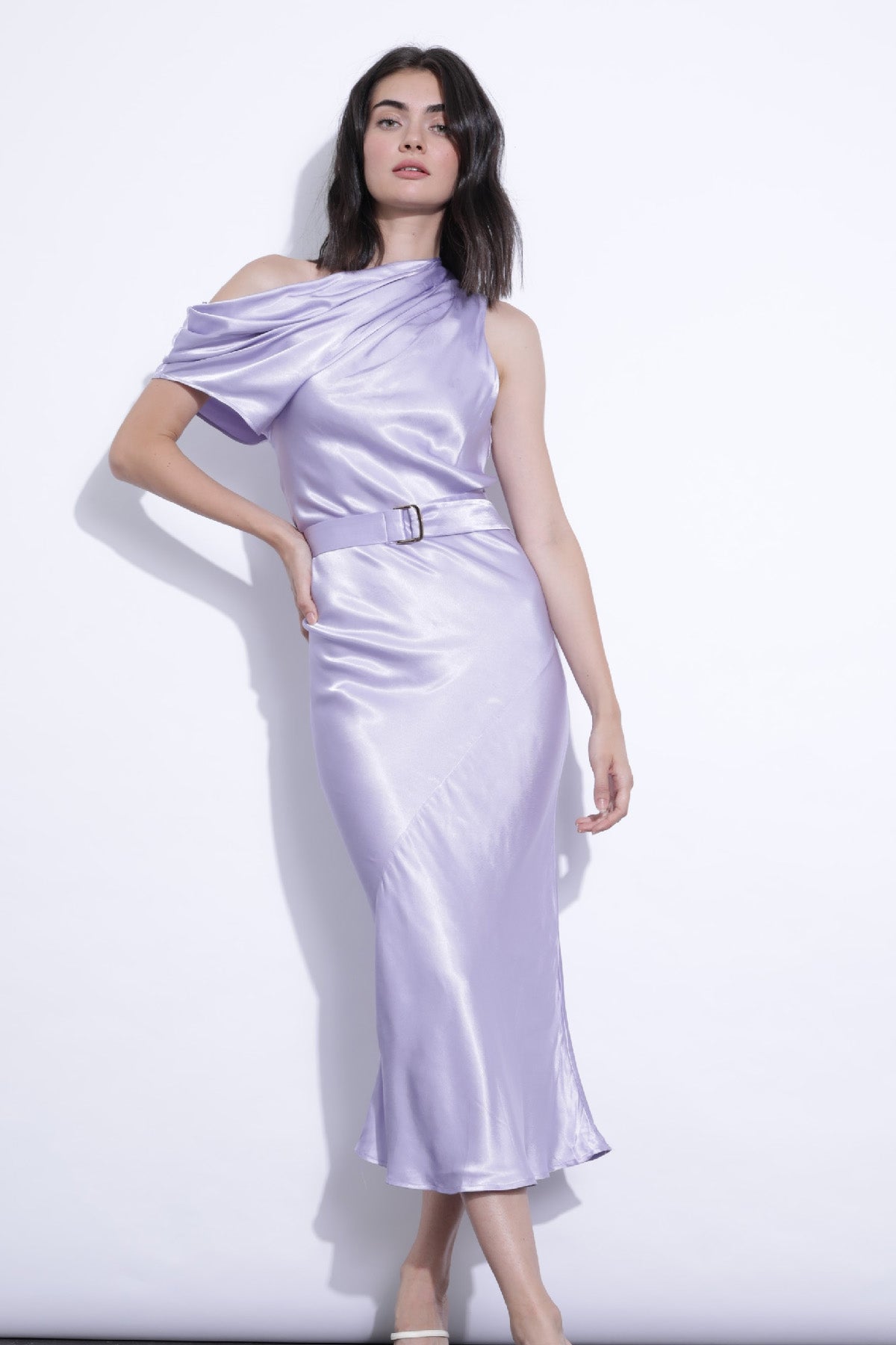 Angelique Solid Dress- Lavender