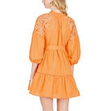 Orange Lace Shoulder Dress