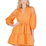 Orange Lace Shoulder Dress