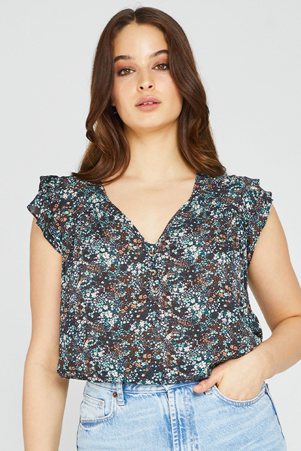 Giselle Printed Top - Midnight Ditsy