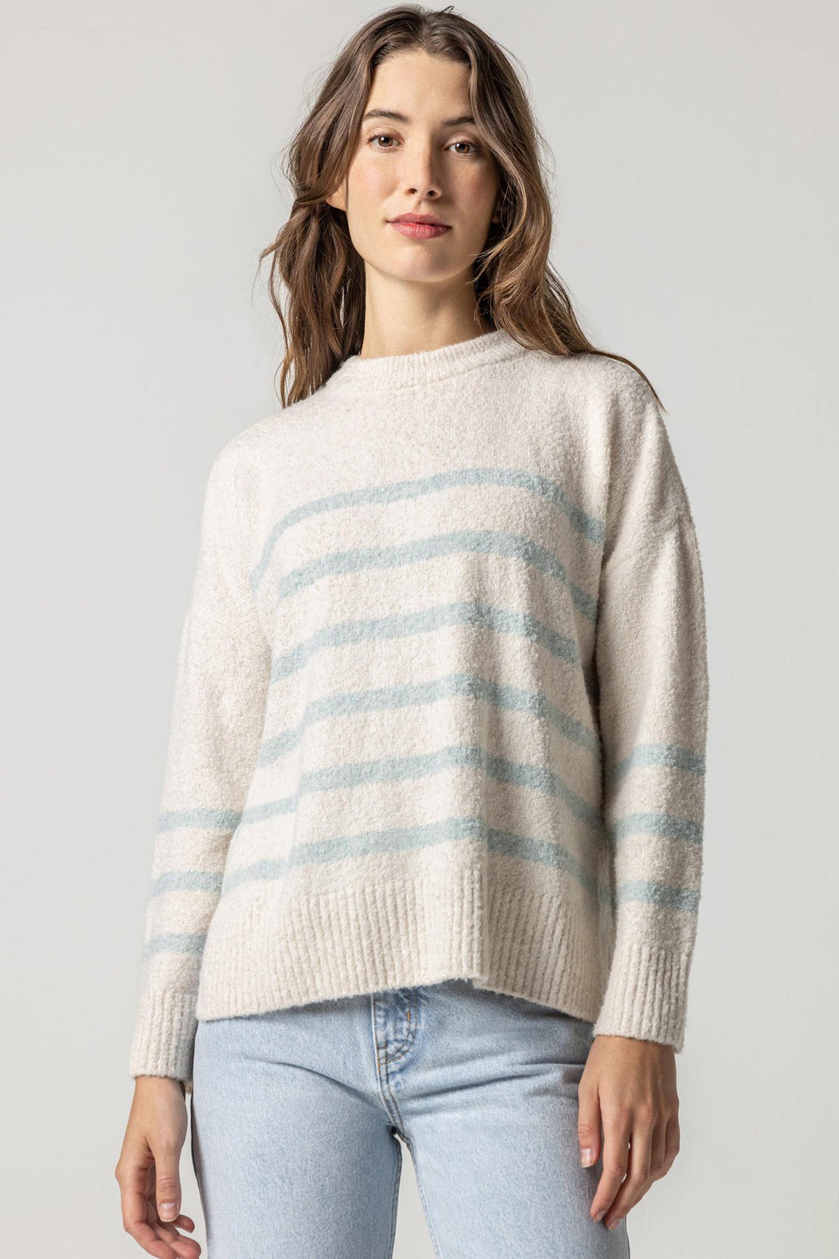 Striped Pullover Sweater- Coconut Stripe