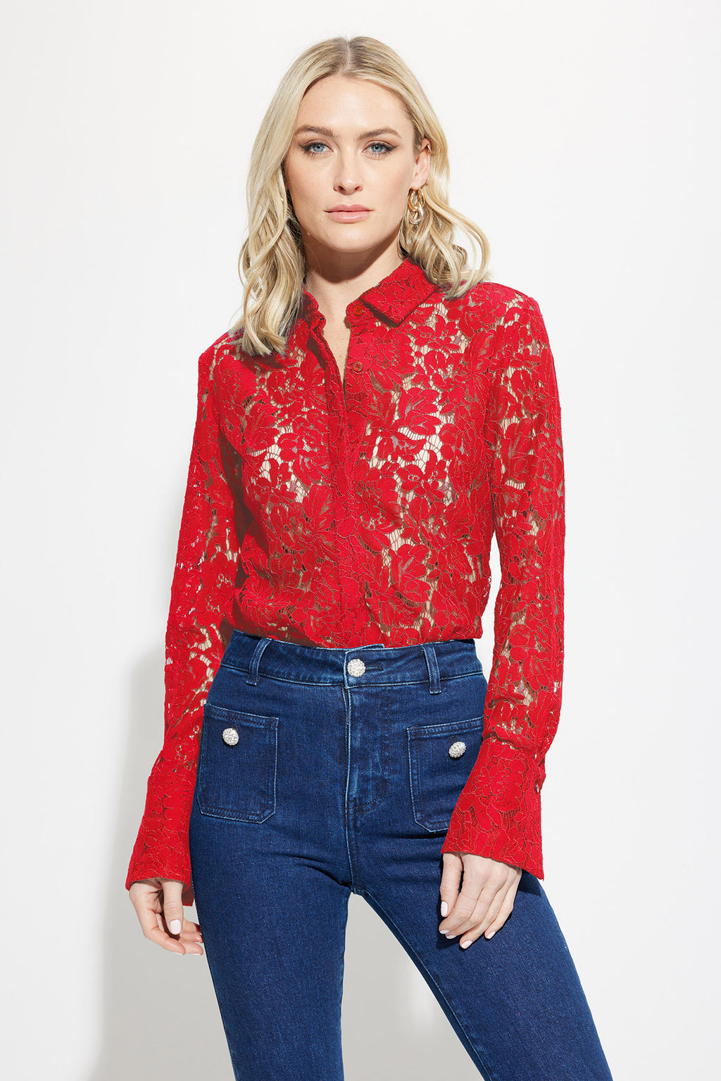 Trisha Lace Shirt- Red