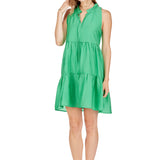 Green Sleeveless Tiered Dress