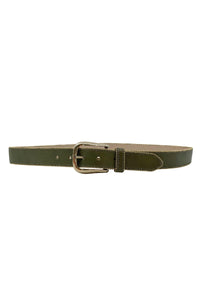 Olive Belt with Gold Beaded Trim