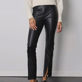 Max Front Slit Straight Leg- Black Leather