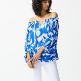 Georgette Abstract Print Off-the-Shoulder Top