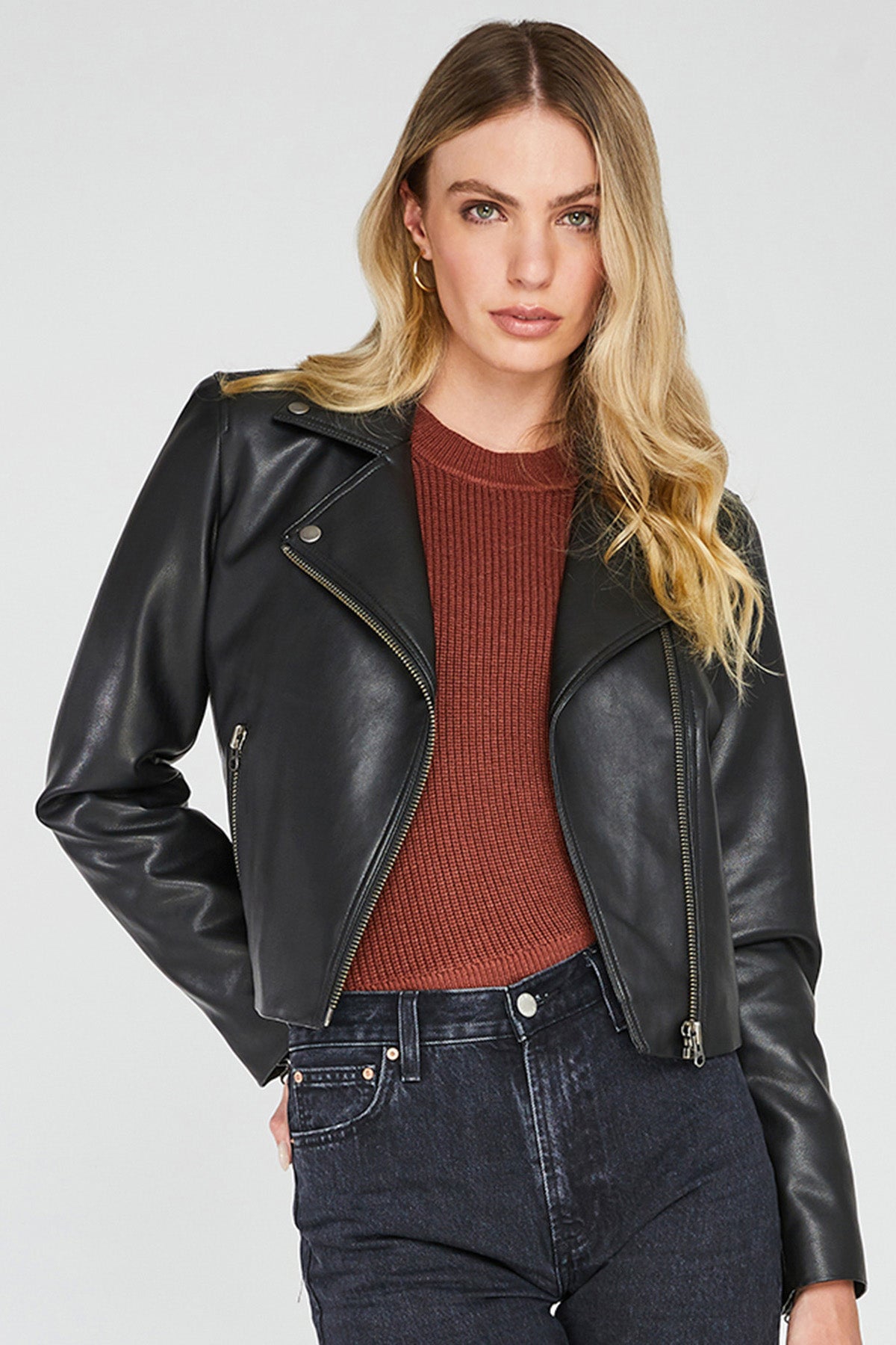 Reyna Faux Leather Jacket - Black – French Cuff Boutique
