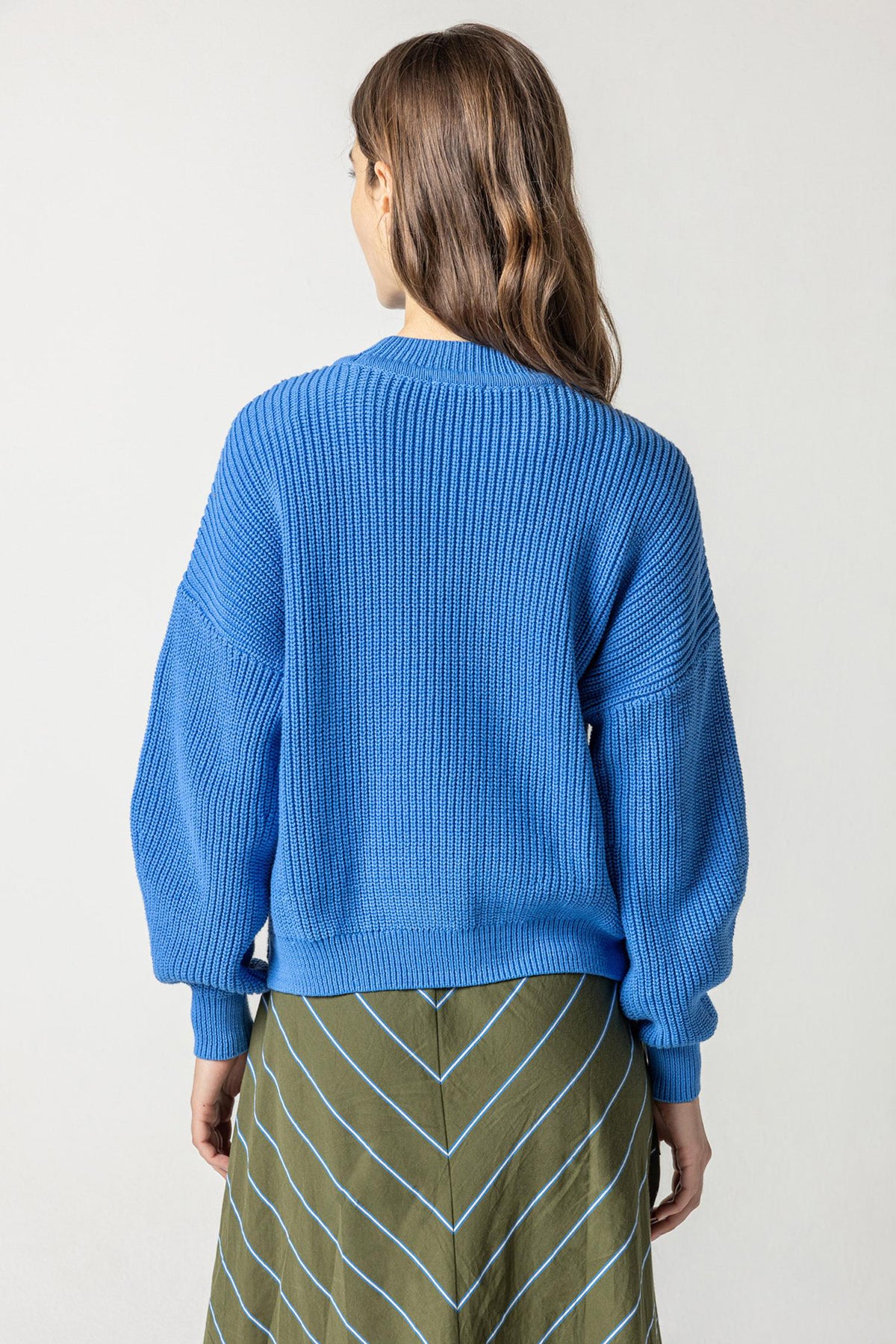 Oversized Rib Pullover Sweater-Lapis