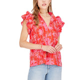 Red Embroidery Daisy Top