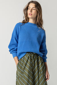 Oversized Rib Pullover Sweater-Lapis