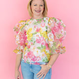 Bubble Sleeve Floral Top