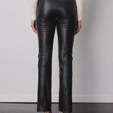 Max Front Slit Straight Leg- Black Leather