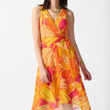 Chiffon Tropical Print Fit and Flare Dress